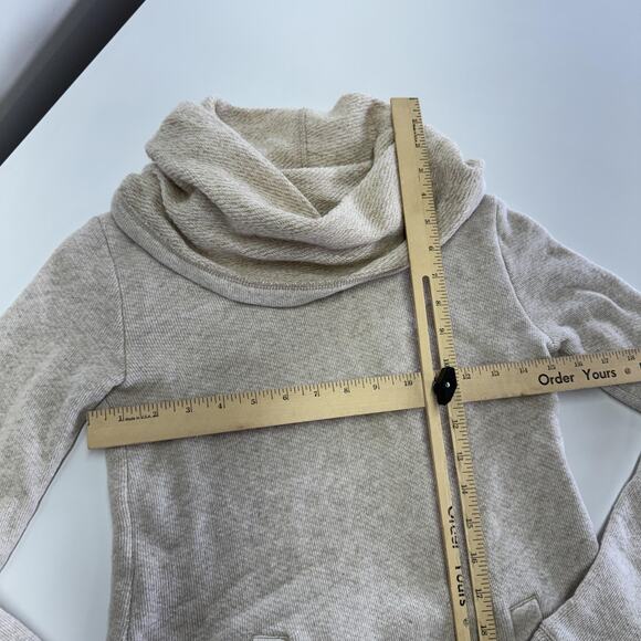 J.Crew Sweater Womens XS Petite Beige Cowl Funnel Neck Kangaroo Pocket E0856 - Picture 5 of 6